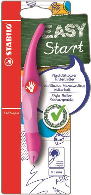 Stabilo Penna roller EASY original Rosa x destrorsi, Blu + 1 refill Blu